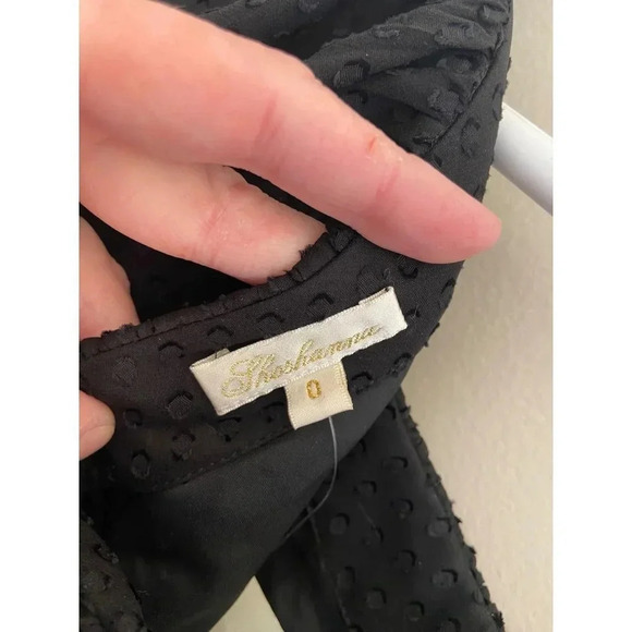 Shoshanna Black Ruffled One Shoulder Textured Polka Dot Mini Dress Size 0 NWT - Picture 8 of 13